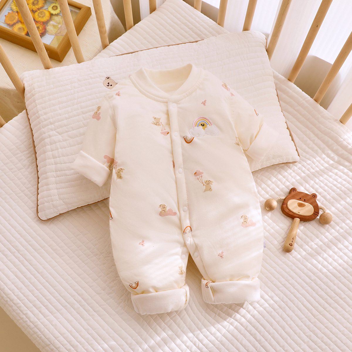 Baby Clothing Jack - เสื้อผ้าเด็ก Somenie แบบมีฟองน้ำเสริม ความหนาปานกลางและหนา ชุดเด็กทารกแบบชิ้นเดียว เสื้อแจ็คเก็ตมีฟองน้ำเสริมแบบบาง