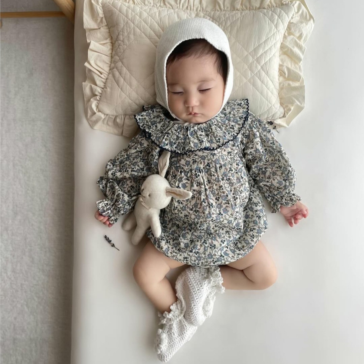 Baby Clothing Next - 2026 ฤดูใบไม้ผลิใหม่เด็กสาวแขนยาวลายดอกไม้ชุดบอดี้สูทเด็กหญิงคอระบายเจ้าหญิงจั๊มสูทผ้าฝ้ายทารกแรกเกิดเสื้อผ้า 0-24M