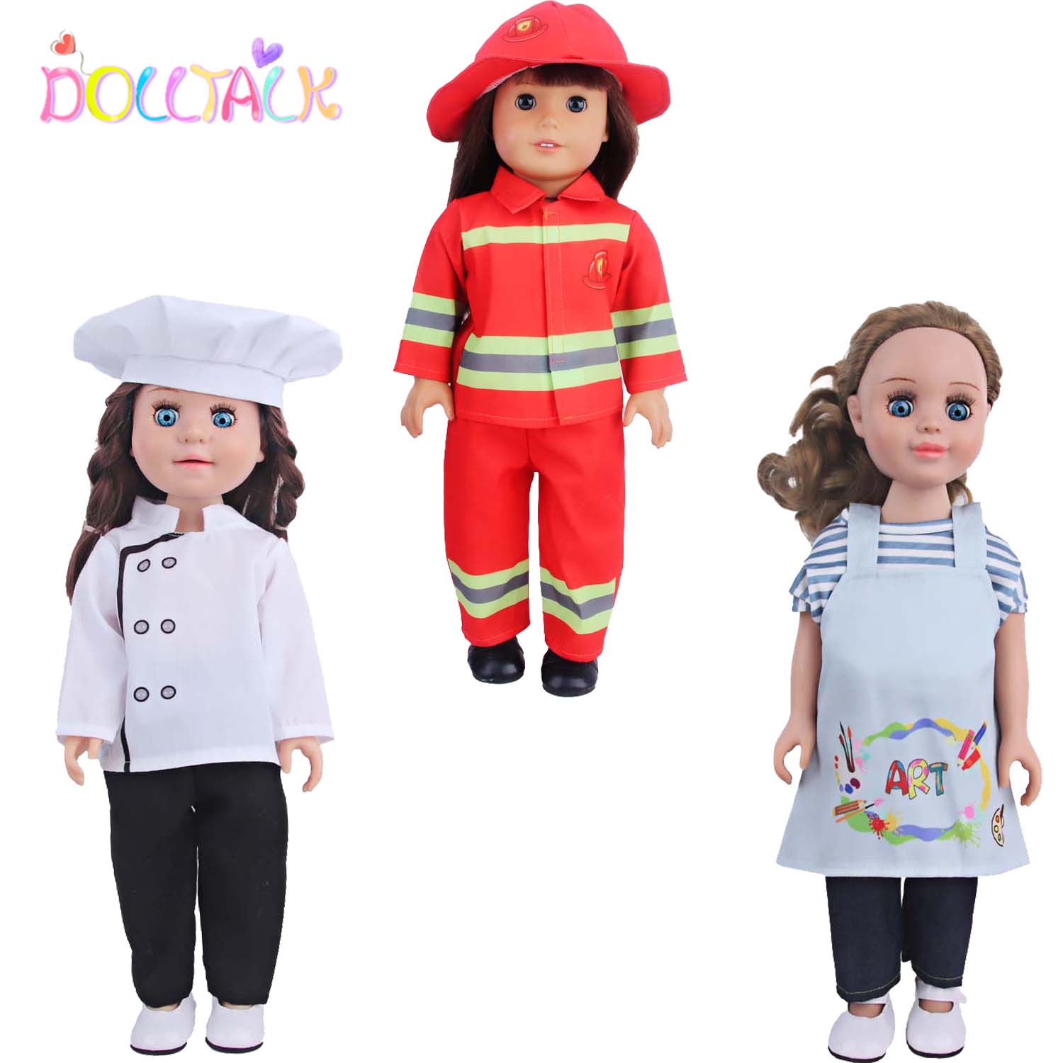 Baby Clothing Next - บทบาทเล่นอเมริกัน 18 นิ้วตุ๊กตาสาวเสื้อผ้าชุดนักผจญเพลิง Chef,จิตรกรเสื้อผ้าชุดสําหรับ 43 ซม.ทารกแรกเกิด