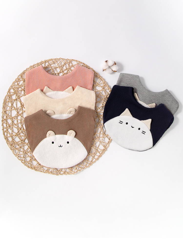 Baby Clothing Fabric - 2 ชิ้นผ้ากันเปื้อนเด็กลูกแมวตุ๊กตาหมีผ้ากันเปื้อนเด็กทารกแรกเกิดหน้ากากผ้าพันแผลให้อาหารผ้าเช็ดตัวเด็กชายและเด็กหญิงอุปกรณ์เสริมสําหรับเด็ก